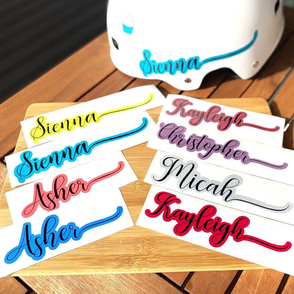 Cute Things Seattle custom bike decals, bike decals, bike accessories, bike add on, CUSTOM REFLECTIVE NAME Decal, Custom Bike Frame Decal, Custom Vinyl Decal, Custom Bike Accessories, Reflective Custom Decal Stickers
